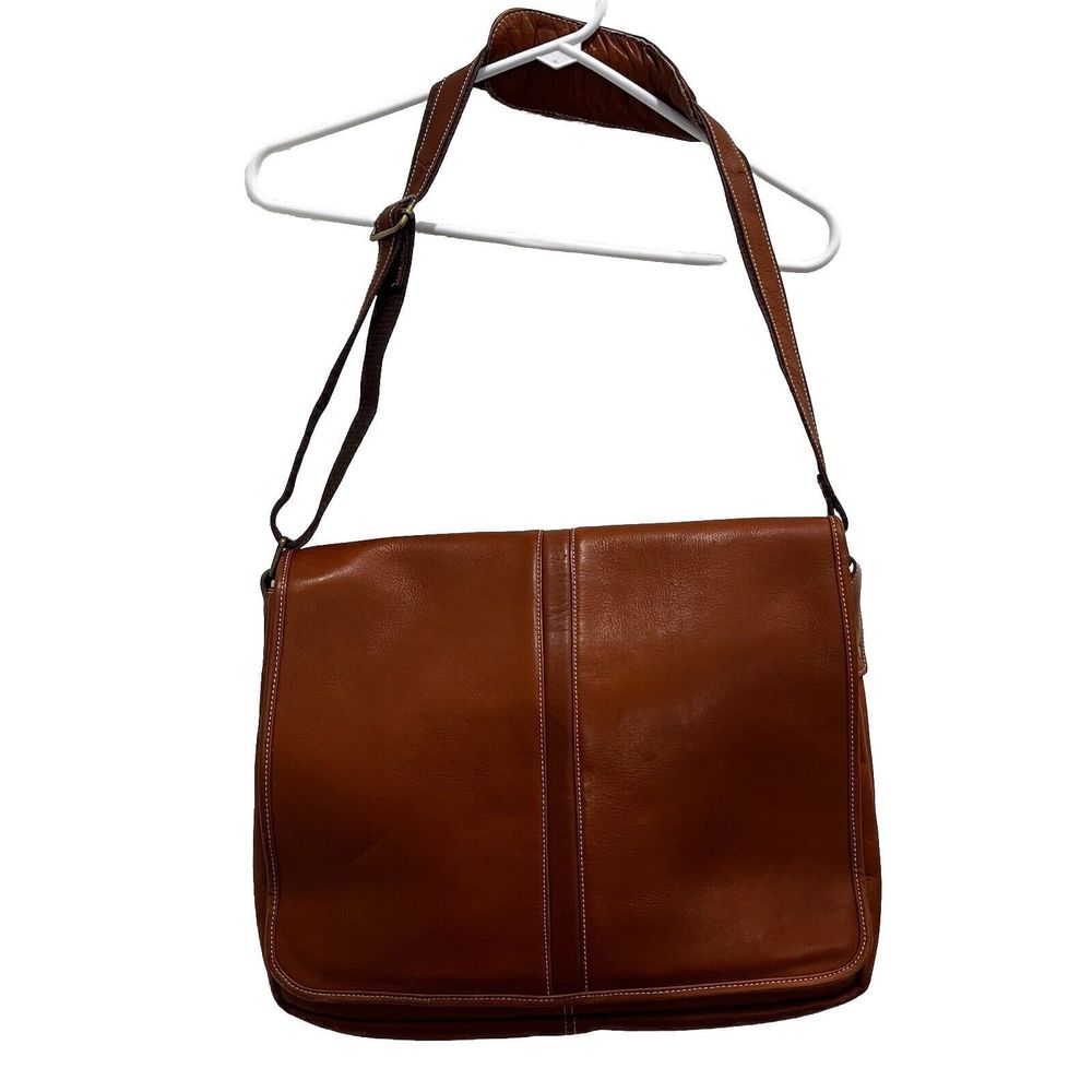 Latico Natural Leather LARGE Messenger Bag Laptop Unisex Men Brown - Picture 2 of 13